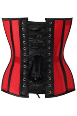 Top Drawer Red Mesh & Black Satin Steel Boned Overbust Corset