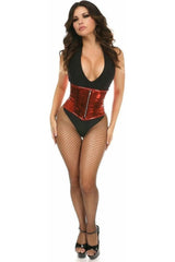 Top Drawer Red Metallic PVC Steel Boned Mini Cincher - Daisy Corsets