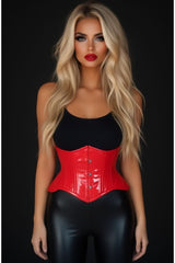 Daisy Corsets Top Drawer Red Patent Steel Boned Mini Cincher Under Bust Corset