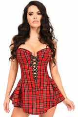 Top Drawer Red Plaid Steel Boned Corset Dress - Daisy Corsets