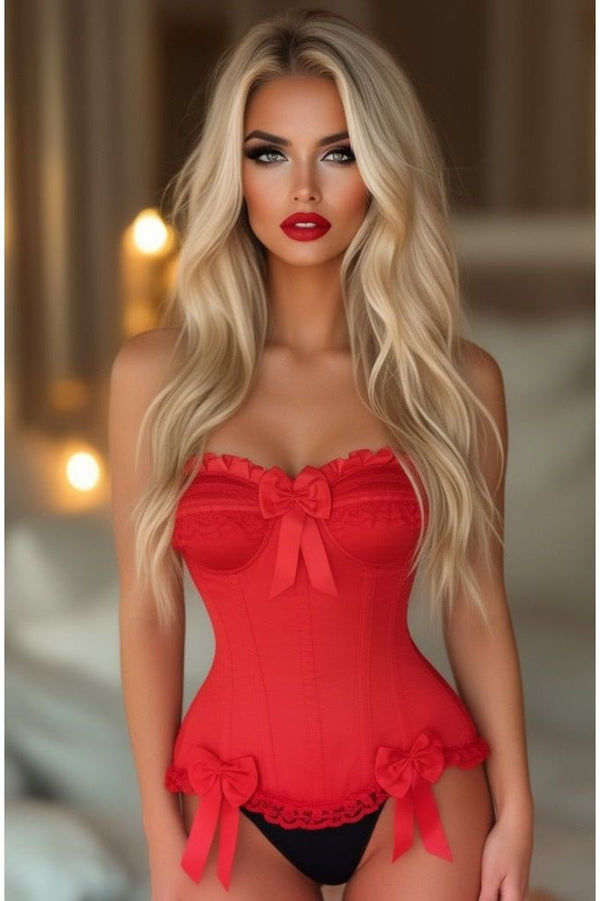 Daisy Corsets Top Drawer Red Satin Steel Boned Burlesque Corset