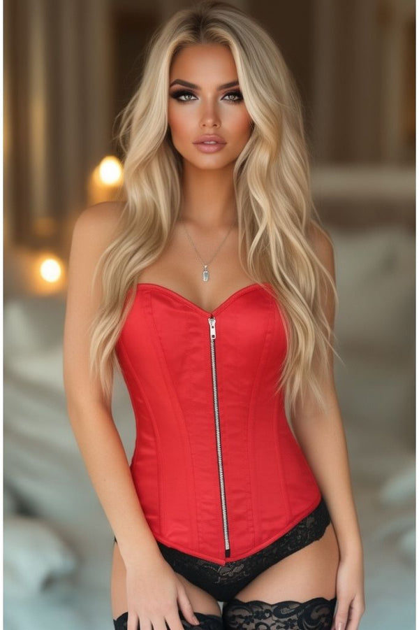Daisy Corsets Top Drawer Red Satin Steel Boned Corset