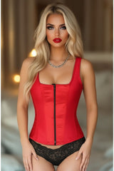 Daisy Corsets Top Drawer Red Satin Steel Boned Uniforming Corset w/Straps