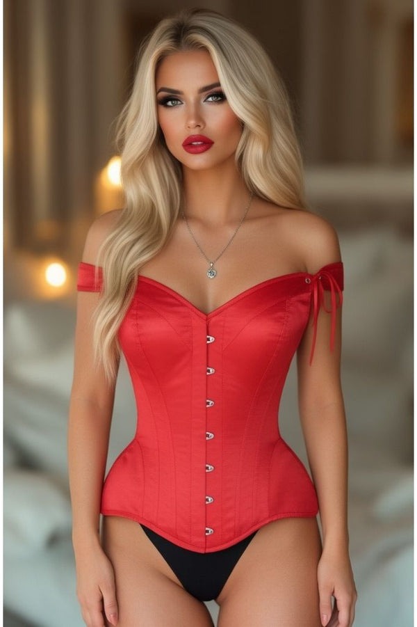 Daisy Corsets LIMITED EDITION Top Drawer Red Satin Steel Boned Corset w/Straps