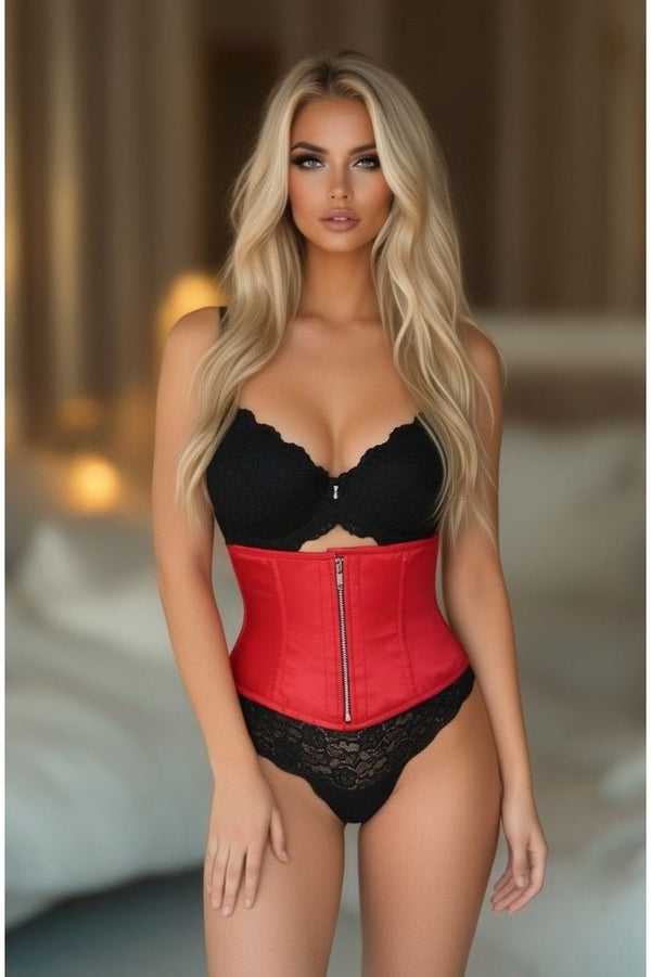 Daisy Corsets Top Drawer Red Satin Steel Boned Mini Cincher