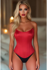 Daisy Corsets Top Drawer Red Satin Steel Boned Overbust Corset w/Side Zipper