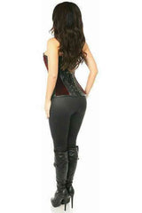 Daisy Corsets Top Drawer Red Velvet & Faux Leather Steel Boned Corset