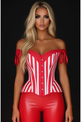 Daisy Corsets Top Drawer Red/White Striped Steel Boned Corset w/Straps