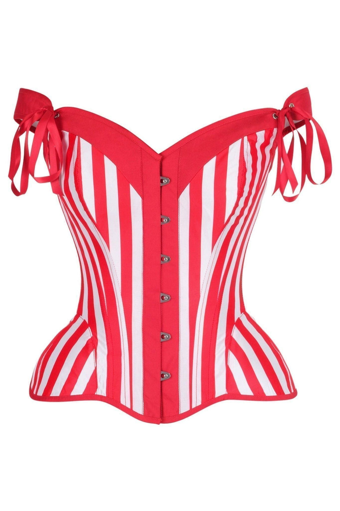 Daisy Corsets Top Drawer Red/White Striped Steel Boned Corset w/Straps