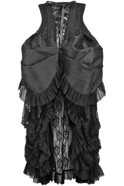 Top Drawer Steel Boned Black Lace Victorian Bustle Underbust Corset Dress - Daisy Corsets