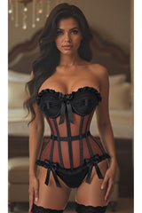 Daisy Corsets Top Drawer Steel Boned Black Mesh Underwire Bustier Corset