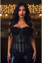 Daisy Corsets Top Drawer Steel Boned Black Mesh & Velvet Underwire Bustier Corset