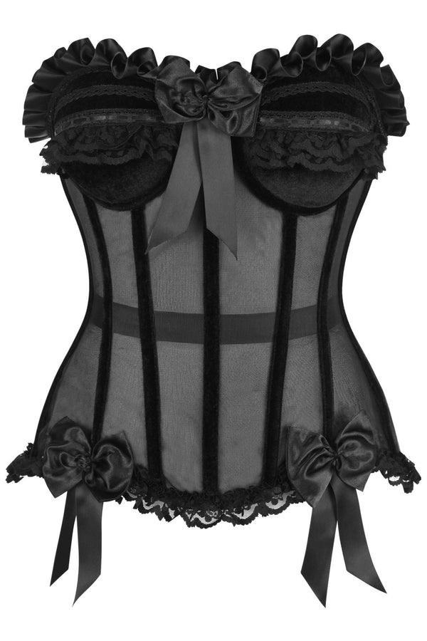 Daisy Corsets Top Drawer Steel Boned Mesh & Velvet Underwire Bustier Corset