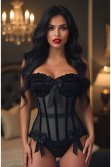 Daisy Corsets Top Drawer Steel Boned Black Mesh & Velvet Underwire Bustier Corset