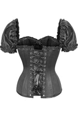 Daisy Corsets Top Drawer Steel Boned Satin Overbust Corset w/Sleeves