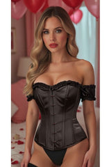 Daisy Corsets Top Drawer Steel Boned Satin Overbust Corset w/Sleeves