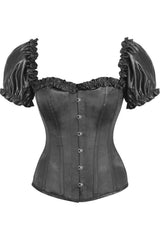 Daisy Corsets Top Drawer Steel Boned Satin Overbust Corset w/Sleeves