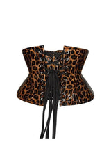 Daisy Corsets Top Drawer Steel Boned Cheetah Print PVC Mini Cincher Underbust Corset