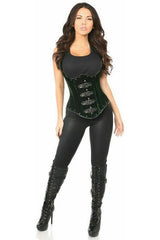 Top Drawer Steel Boned Green Velvet Underbust Corset w/Buckling - Daisy Corsets