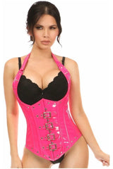 Top Drawer Steel Boned Hot Pink Patent PVC Vinyl Underbust Corset Top - Daisy Corsets