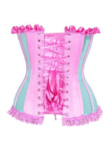 Daisy Corsets Top Drawer Steel Boned Mint/Pink Mesh Underwire Bustier Corset