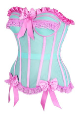 Daisy Corsets Top Drawer Steel Boned Mint/Pink Mesh Underwire Bustier Corset