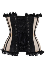 Top Drawer Steel Boned Nude & Black Mesh Underwire Bustier Corset - Daisy Corsets