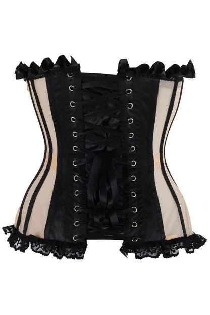 Top Drawer Steel Boned Nude & Black Mesh Underwire Bustier Corset - Daisy Corsets