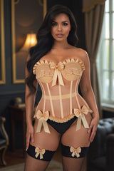 Daisy Corsets Top Drawer Steel Boned Nude Mesh Underwire Bustier Corset