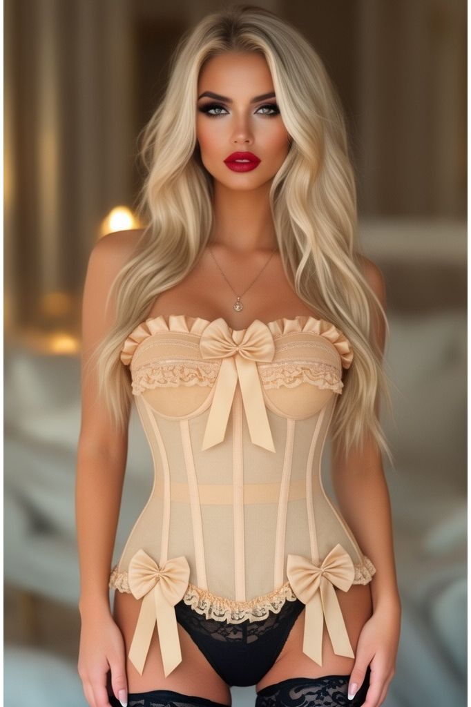 Daisy Corsets Top Drawer Steel Boned Nude Mesh Underwire Bustier Corset