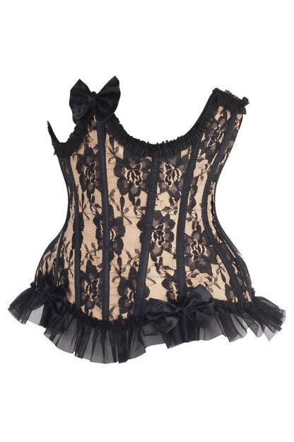 Top Drawer Steel Boned Nude/Black Lace Underwire Burlesque Underbust Corset Cincher - Daisy Corsets