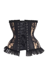 Daisy Corsets Top Drawer Steel Boned Nude/Black Lace Underwire Burlesque Underbust Corset Cincher