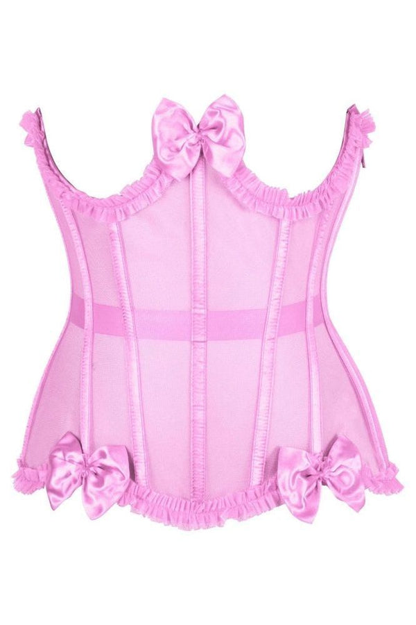 Daisy Corsets Top Drawer Steel Boned Pink Mesh Underwire Burlesque Underbust Corset Cincher