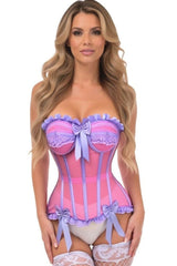 Daisy Corsets Top Drawer Steel Boned Pink/Purple Mesh Underwire Bustier Corset