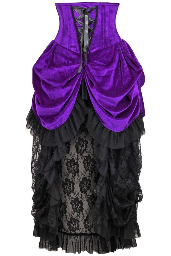 Daisy Corsets LIITED EDITION Top Drawer Steel Boned Purple Velvet Victorian Bustle Underbust Corset Dress