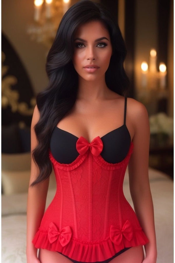 Daisy Corsets LIMITED EDITION Top Drawer Steel Boned Red Lace Underwire Burlesque Underbust Corset Cincher