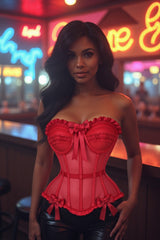 Daisy Corsets Top Drawer Steel Boned Red Mesh Underwire Bustier Corset