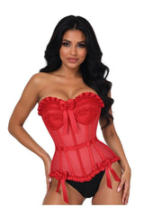 Daisy Corsets Top Drawer Steel Boned Red Mesh Underwire Bustier Corset
