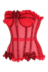 Daisy Corsets Top Drawer Steel Boned Red Sequin Underwire Bustier Corset