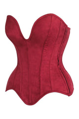 Daisy Corsets Top Drawer Steel Boned Red Suede Deep Plunge Overbust Corset Top