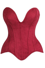 Daisy Corsets Top Drawer Steel Boned Red Suede Deep Plunge Overbust Corset Top