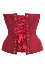 Daisy Corsets Top Drawer Steel Boned Red Suede Deep Plunge Overbust Corset Top