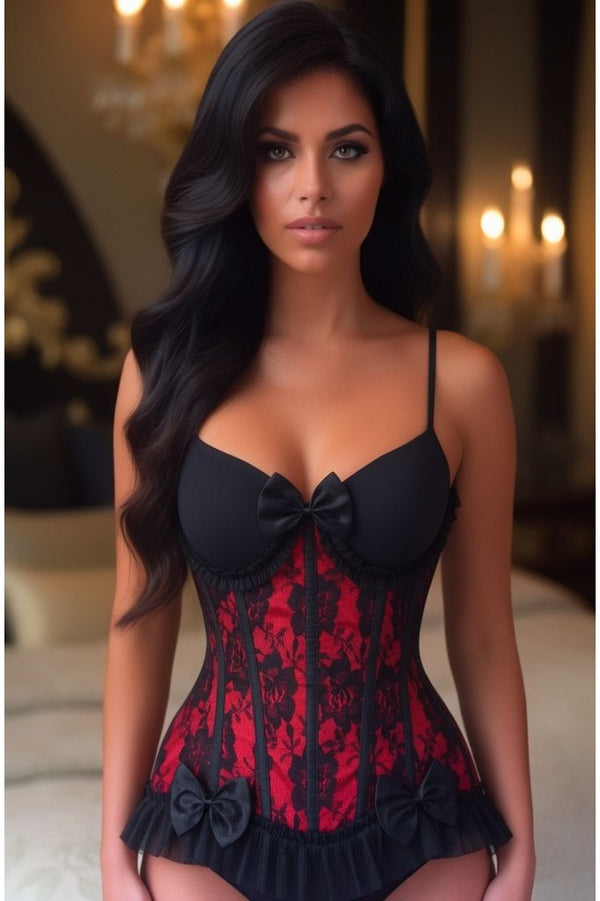 Daisy Corsets LIMITED EDITION Top Drawer Steel Boned Red/Black Lace Underwire Burlesque Underbust Corset Cincher