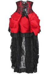 Top Drawer Steel Boned Red/Black Lace Victorian Bustle Underbust Corset Dress - Daisy Corsets