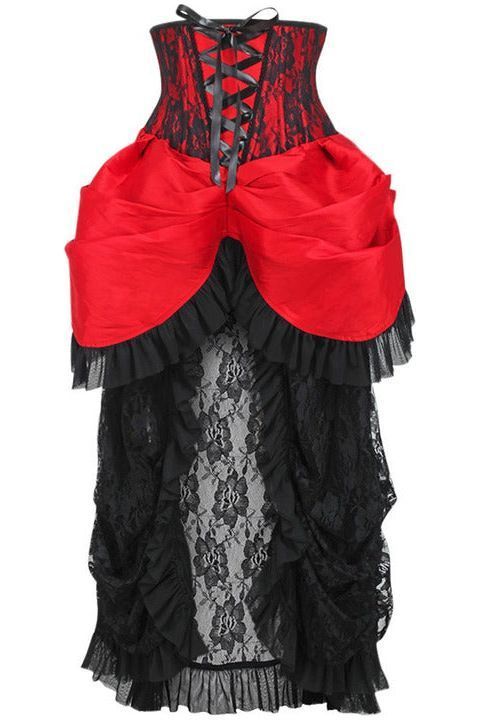 Daisy Corsets LIMITED EDITION Top Drawer Steel Boned Red/Black Lace Victorian Bustle Underbust Corset Dress