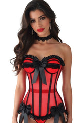 Daisy Corsets Top Drawer Steel Boned Red/Black Mesh Underwire Bustier Corset