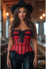 Daisy Corsets Top Drawer Steel Boned Red/Black Mesh Underwire Bustier Corset
