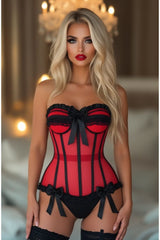 Daisy Corsets Top Drawer Steel Boned Red/Black Mesh Underwire Bustier Corset