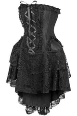 Top Drawer Steel Boned Strapless Black Lace Victorian Corset Dress - Daisy Corsets