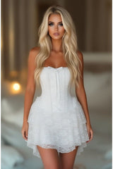 Daisy Corsets Top Drawer Steel Boned Strapless White Lace Victorian Corset Dress